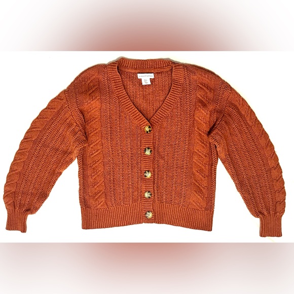 cupcakes & cashmere Sweaters - cupcakes & cashmere Burnt Orange Button Up Cotton Blend Cardigan Sz Small